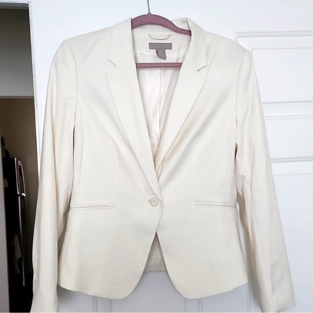 H&M Cream Tailored Blazer with Notched Lapel